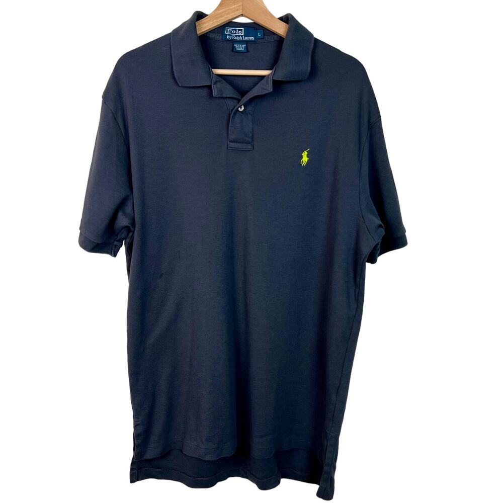 Polo Ralph Lauren Large Dark Gray Soft Knit Cotton Polo Short Sleeve Shirt